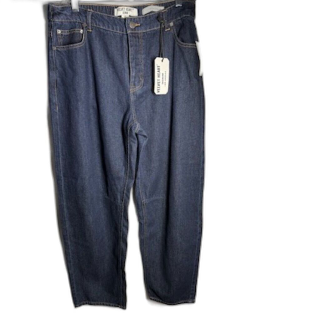 Velvet Heart Misty Mid Rise Barrel Jeans Women M Dark Wash 28L Baggy Denim